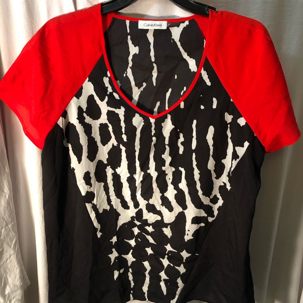 Calvin Klein Women's Red and Black Top